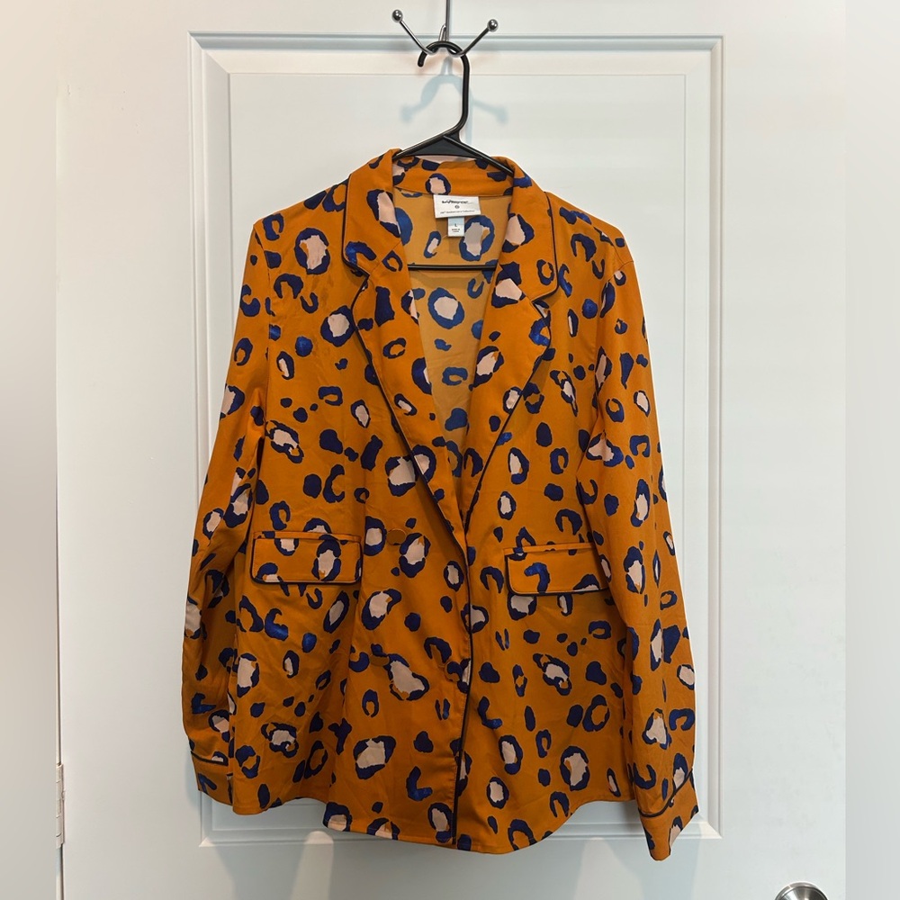 3.1 Phillip Lim Orange and Blue Patterned Top